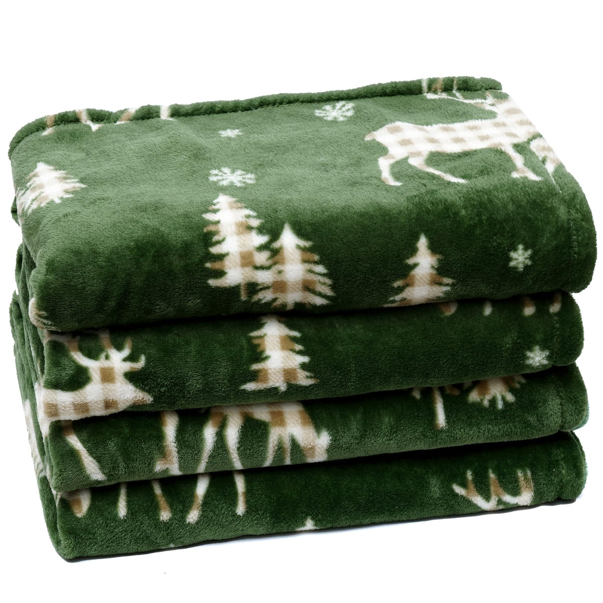 PHF Fleece Blanket Queen Size 90x90-300GSM Lightweight Airy Warmth, Khaki