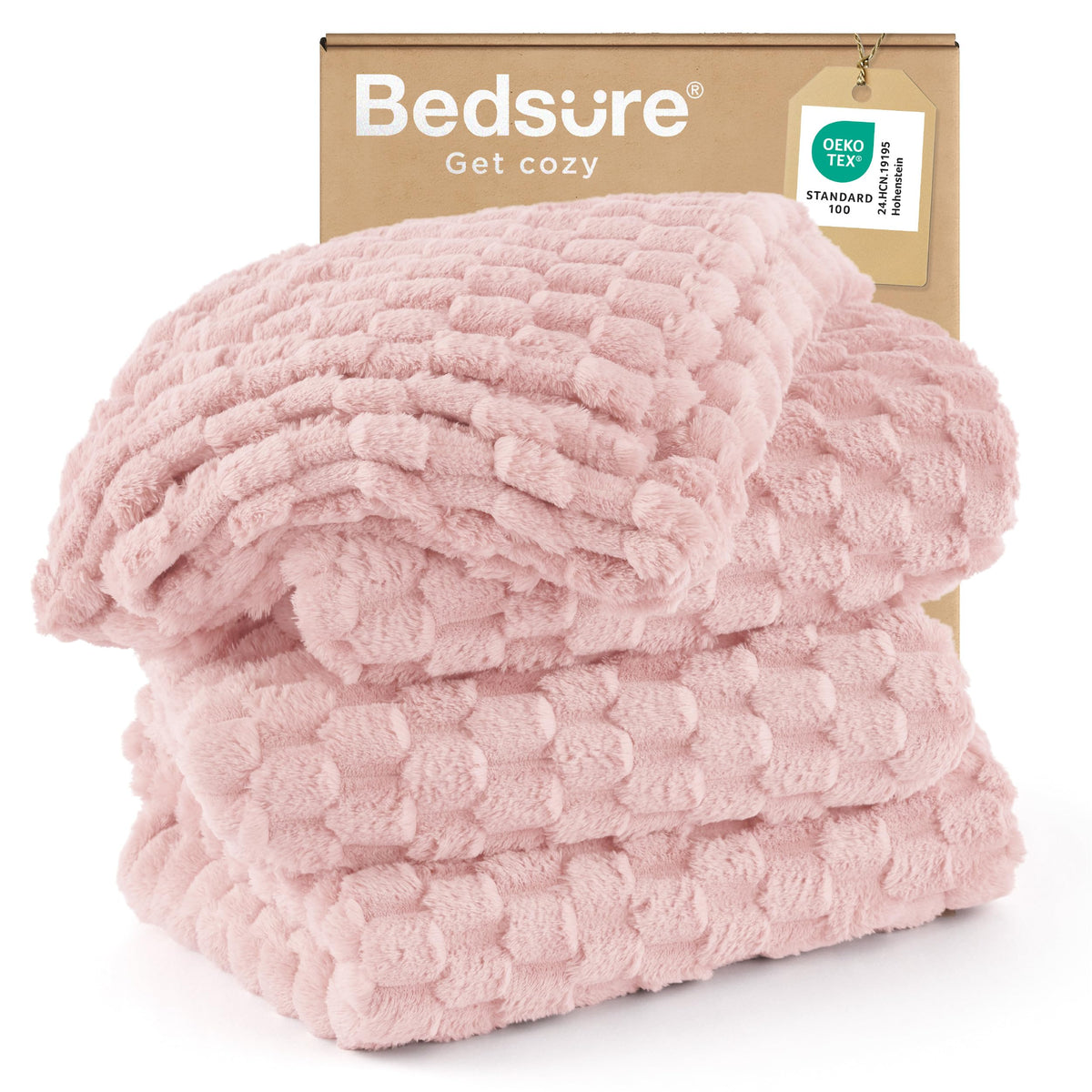 Bedsure Pink Throw Blanket for Couch - 350GSM Fluffy Plush Bubble Blanket for Bed Home Room Decor, GentleSoft Cute Fleece Soft Cozy Gifts for Women Girls, 50x60 Inches