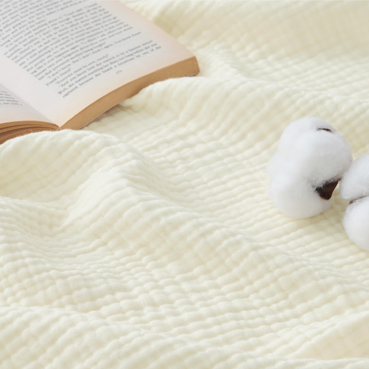 Bedsure 100% Cotton Muslin Blankets for Adults, Large Throw, Linen Beige