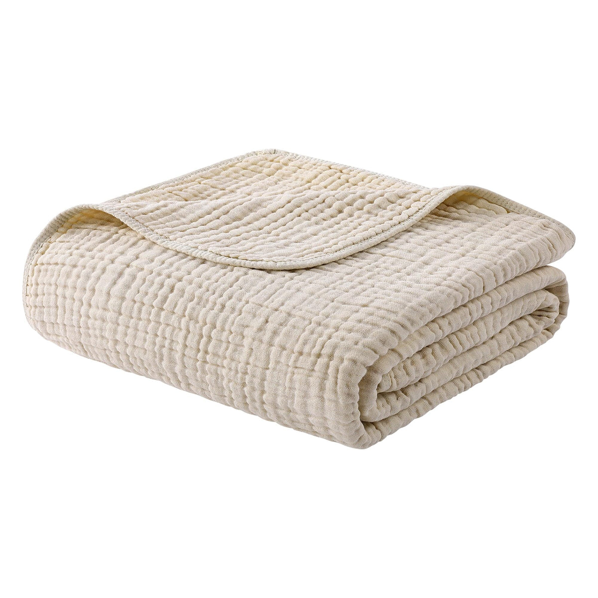 Yoofoss Muslin Blanket 100% Organic Cotton Large Twin Size 60" x 80" for Bed Couch Summer Gauze Blanket for Adults Lightweight and Breathable Apricot White