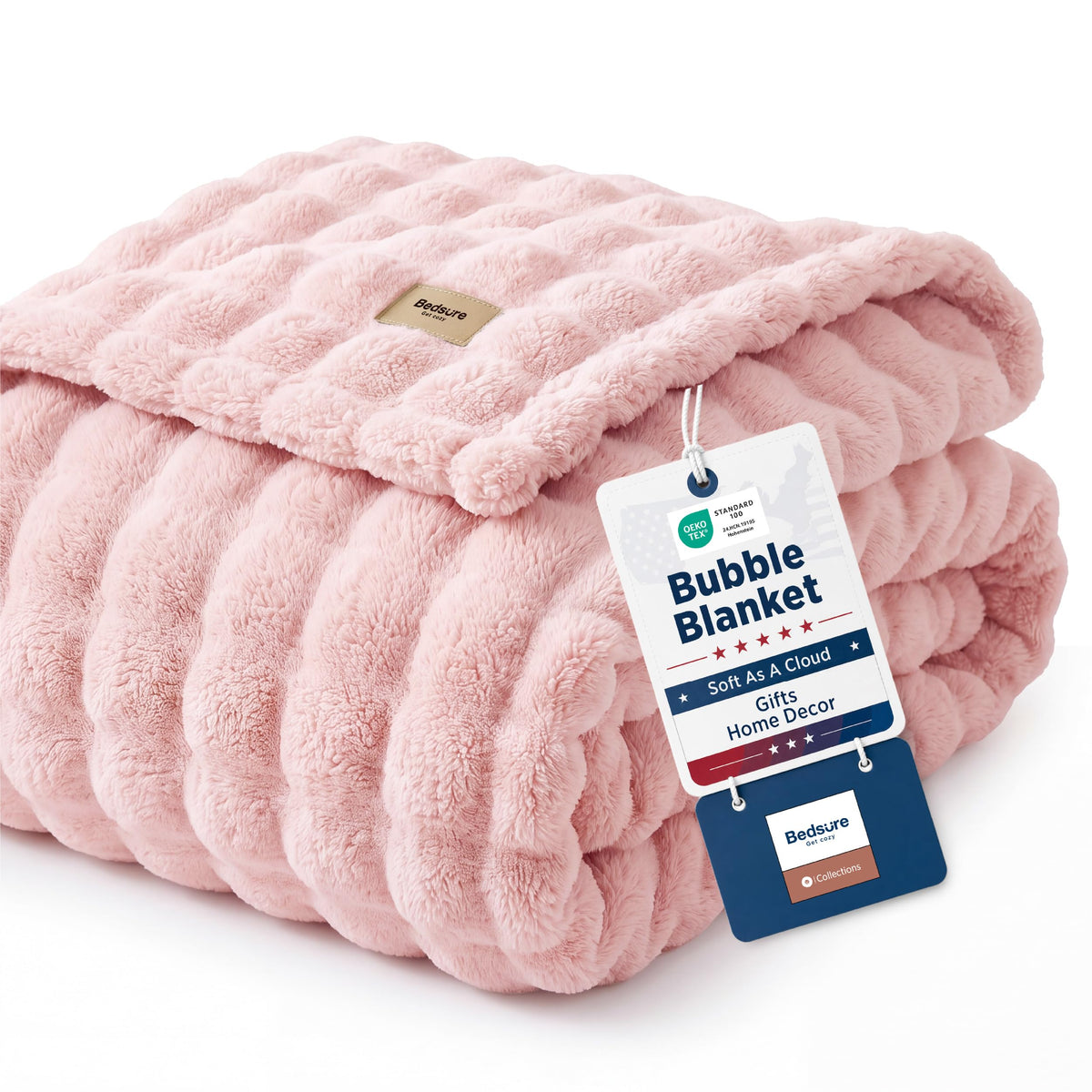 Bedsure Cloud Bubble Soft Throw Blanket, Room Decor Gifts, Pink 50"×60"