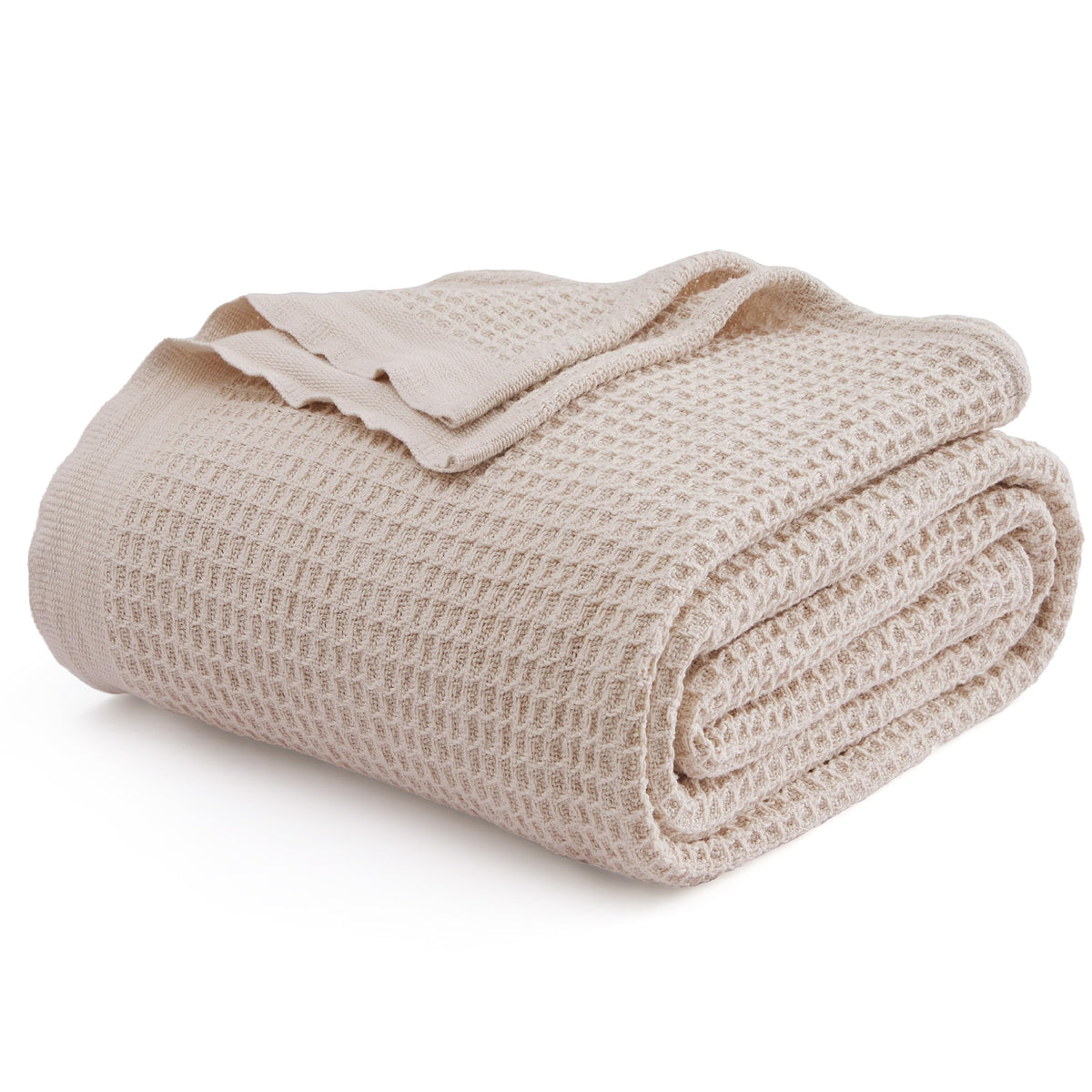 Bedsure 100% Cotton Throw Blanket for Couch, Waffle Weave, White, 50"x70"
