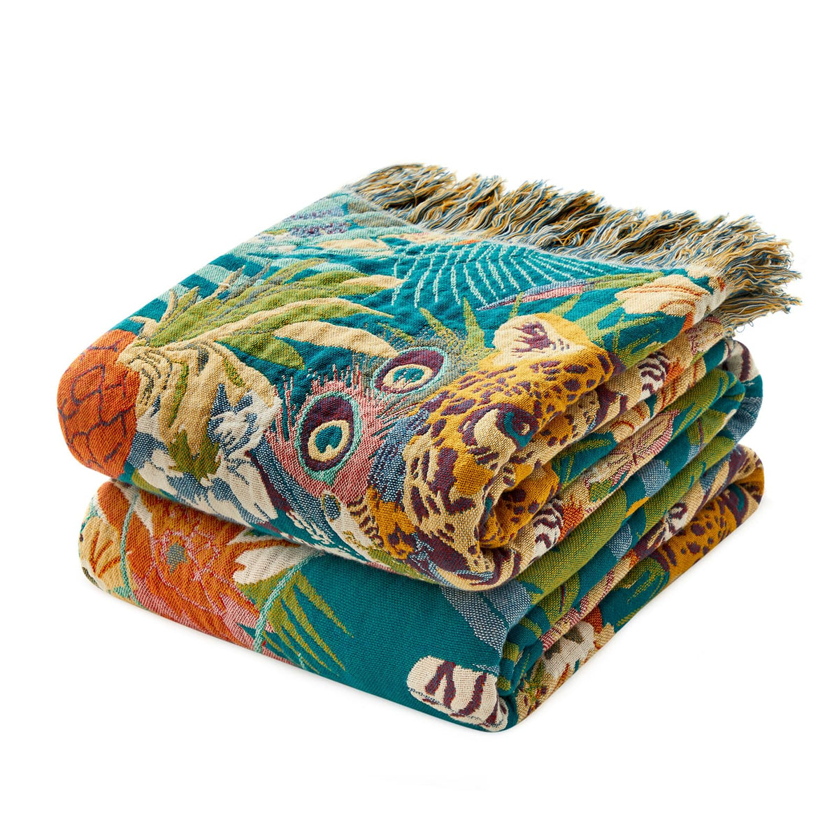 MSGKV Boho Fall Throw Blanket 60"x80" 100% Cotton Throw for Couch & Bed