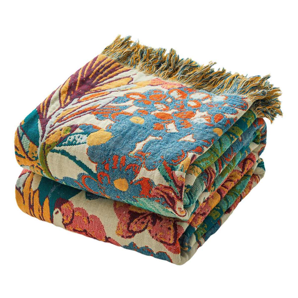 MSGKV Boho Fall Throw Blanket 60"x80" 100% Cotton Throw for Couch & Bed