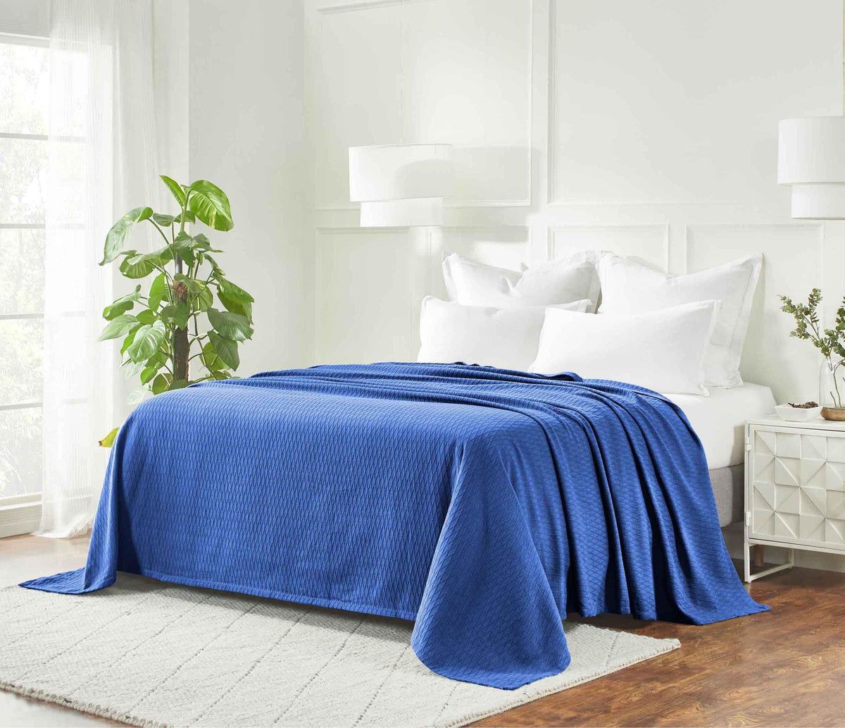 SUPERIOR Cotton Blanket, Lightweight, Breathable Bedding, King, Aqua