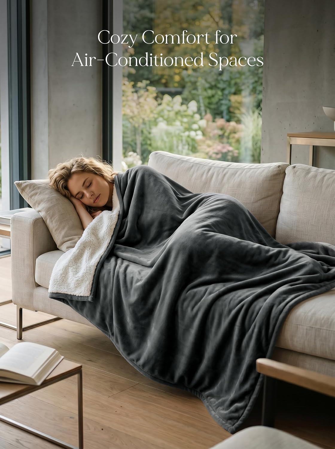 Utopia Bedding Reversible Plush Sherpa Blanket Queen Size Grey, 90x90 Inch