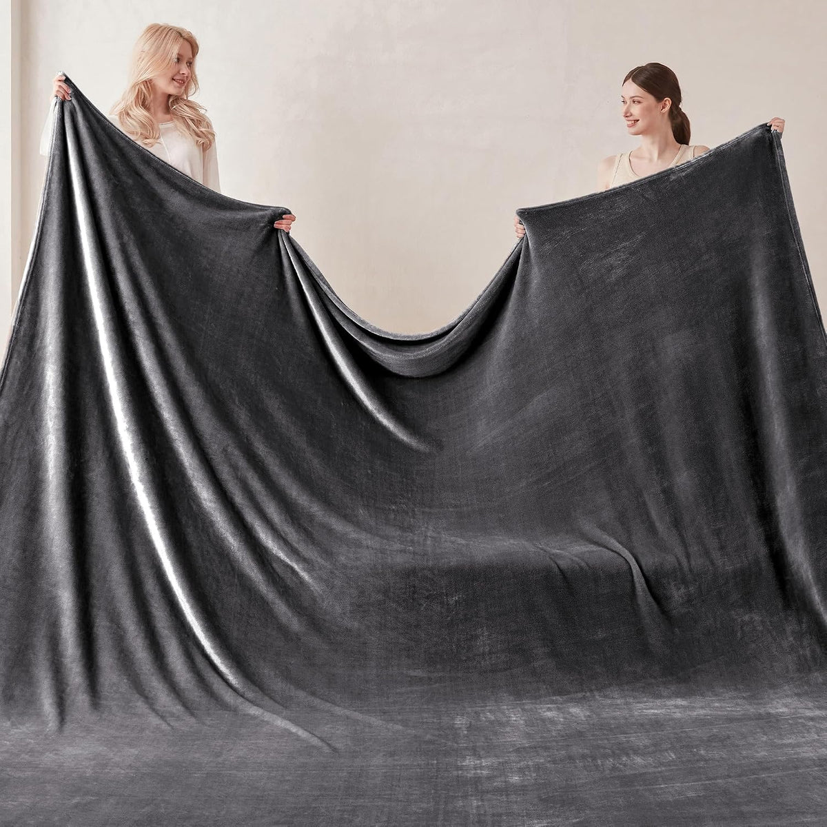 COOVA Oversized King Fleece Blanket 120x120 inches, Soft Cozy Warm Giant Extra Large 10'x10' Blanket for Bed, Sofa, Couch,Travel, Camping, California Huge Flannel Big Throw Blanket, Dark Grey