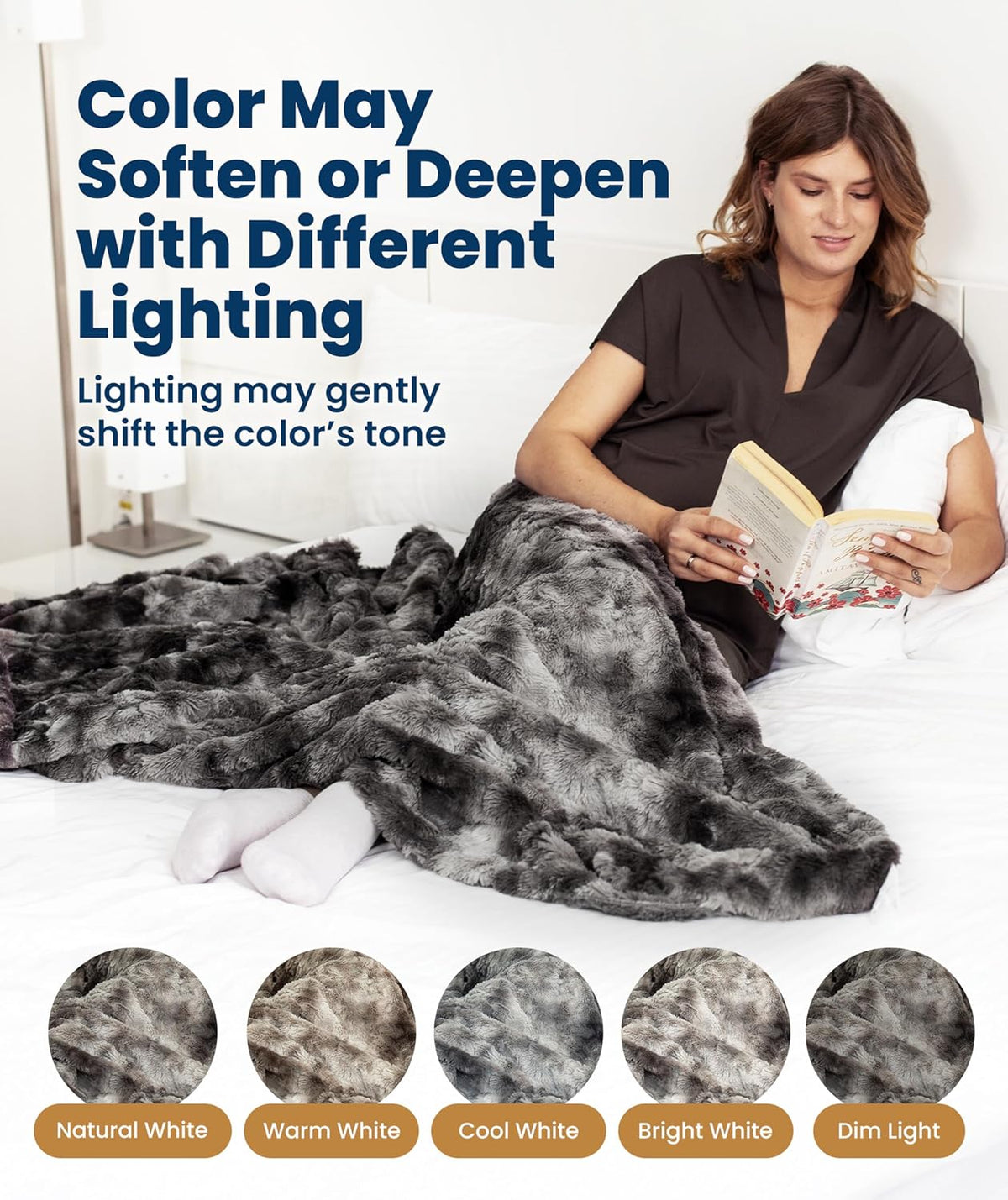 Everlasting Comfort Soft & Comfortable Gray Faux Fur Throw Blanket for Couch - (50"x65") Minky & Fluffy Fall Blankets & Throws, Plush Fuzzy Cover for Bed, Sofa & Living Room - Cozy Home Decor