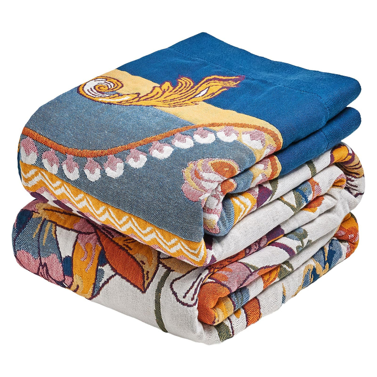 MSGKV Boho Fall Throw Blanket 60"x80" 100% Cotton Throw for Couch & Bed