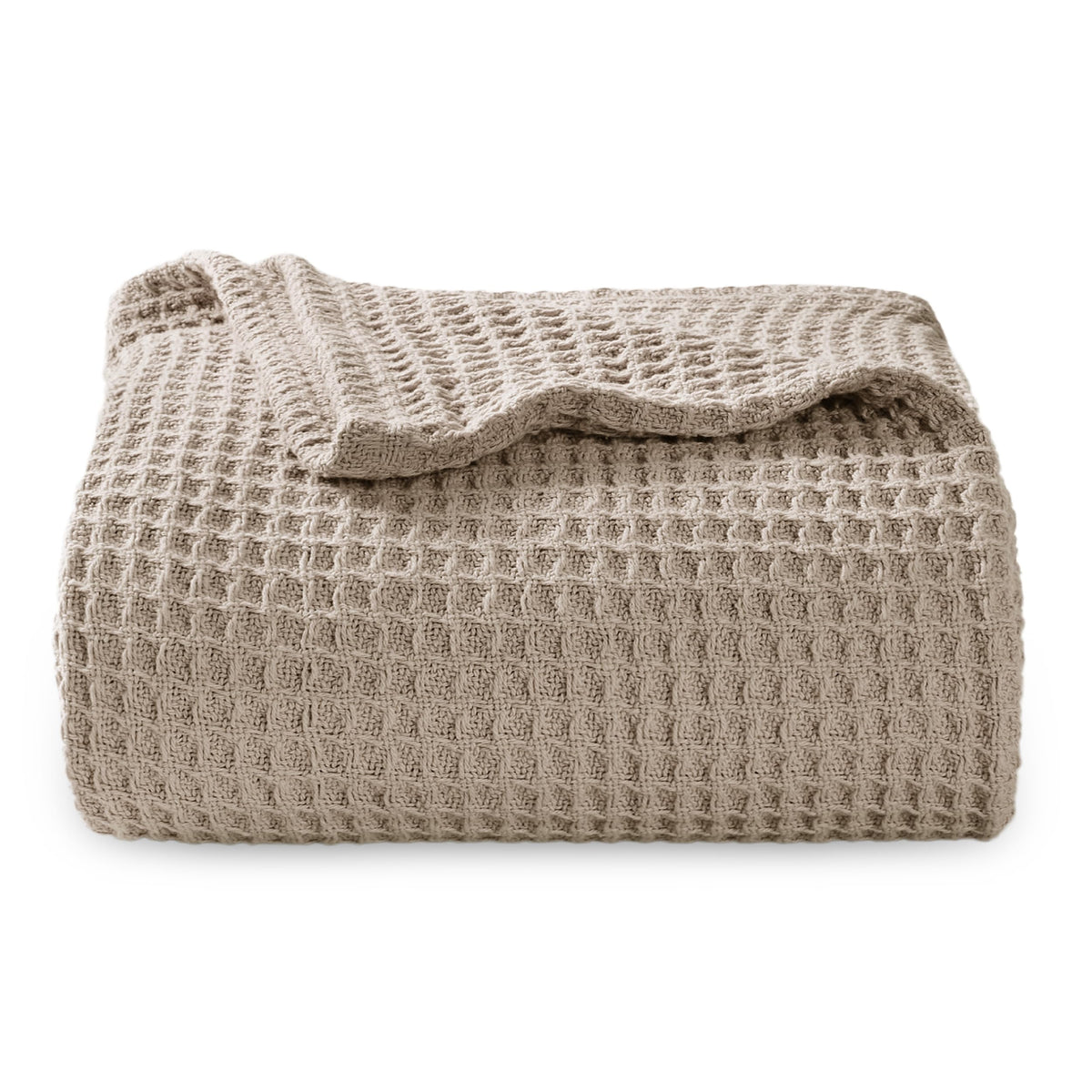 Bedsure 100% Cotton Throw Blanket for Couch, Waffle Weave, White, 50"x70"