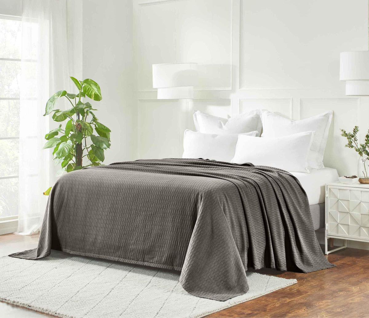 SUPERIOR Cotton Blanket, Lightweight, Breathable Bedding, King, Aqua