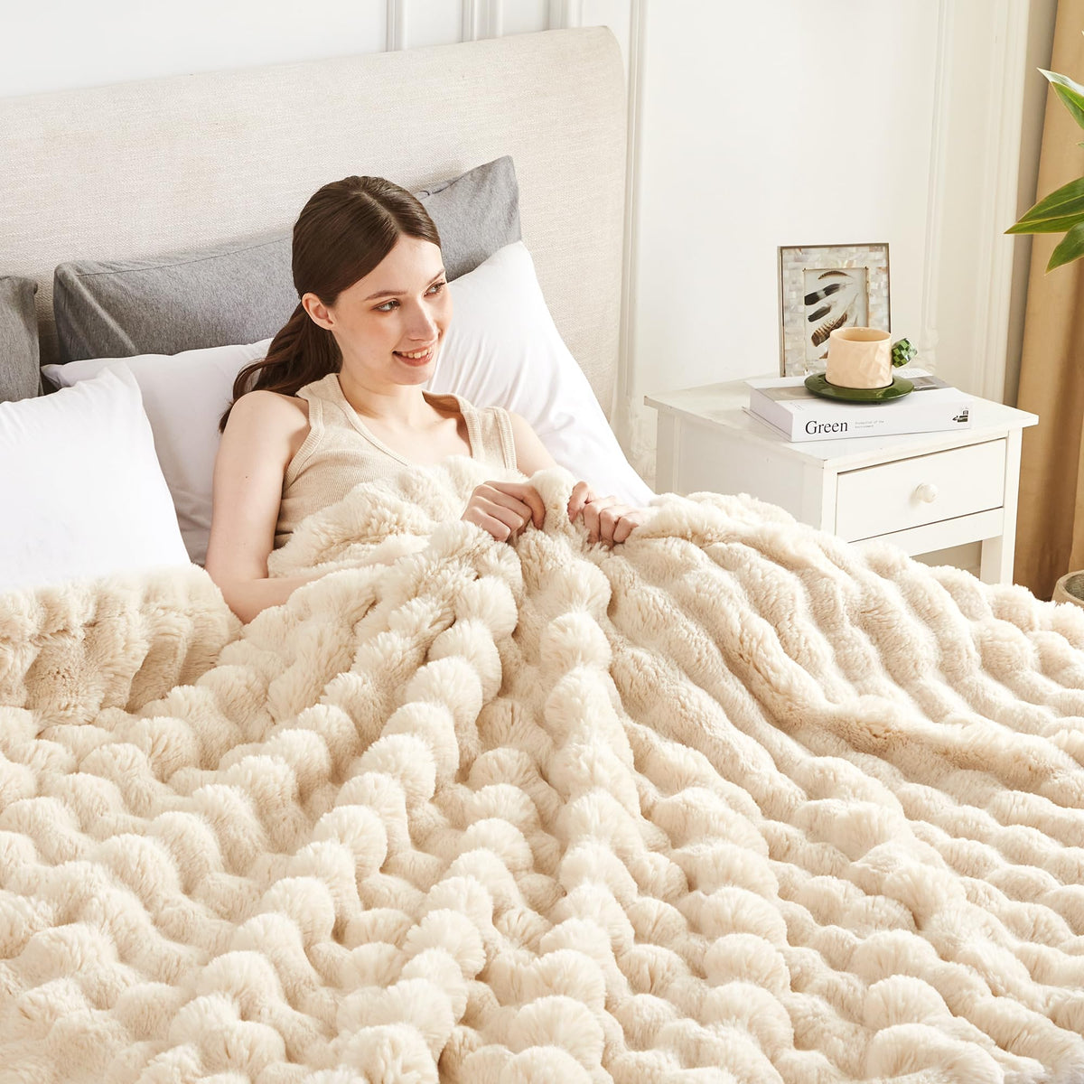 50"x60" Ultra-Soft Fuzzy Faux Fur Throw Blanket, Brown Tie Dye