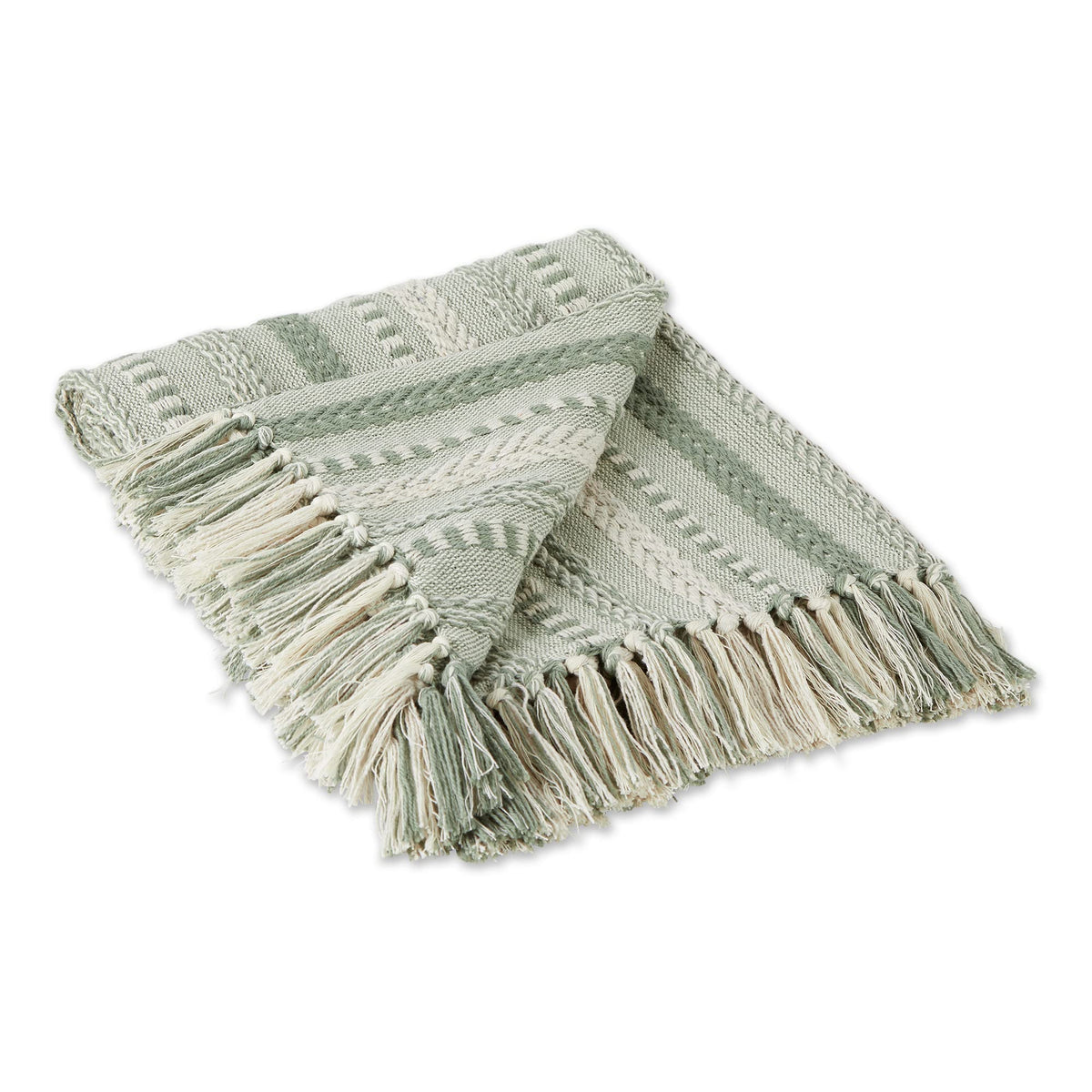 DII Braided Striped Throw Blanket, 50x60, Vintage Linen on Cream
