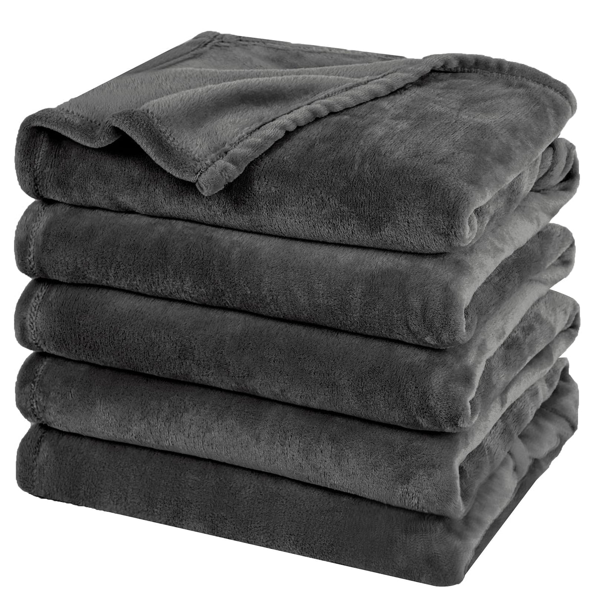 PHF Fleece Blanket Queen Size 90x90-300GSM Lightweight Airy Warmth, Khaki