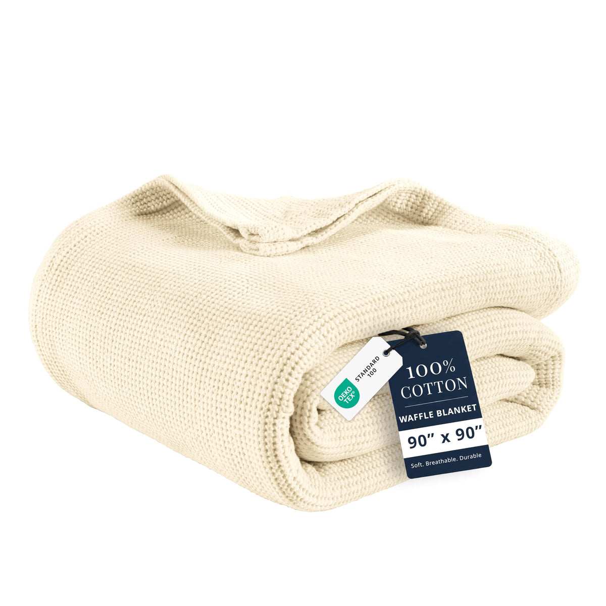 LANE LINEN Blankets Queen Size, 100% Cotton 300 GSM Waffle Textured - White