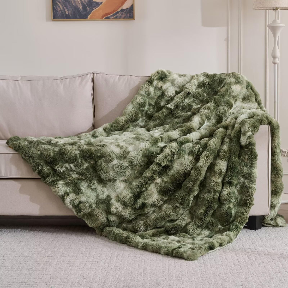 760GSM Faux Rabbit Faux Fur Throw Blanket,Super Thick Warm Bubble Blanket Throw,Fuzzy Luxury Plush Decorative Blanket for Couch Bed Sofa(Leopard Brown,50''x 60'')