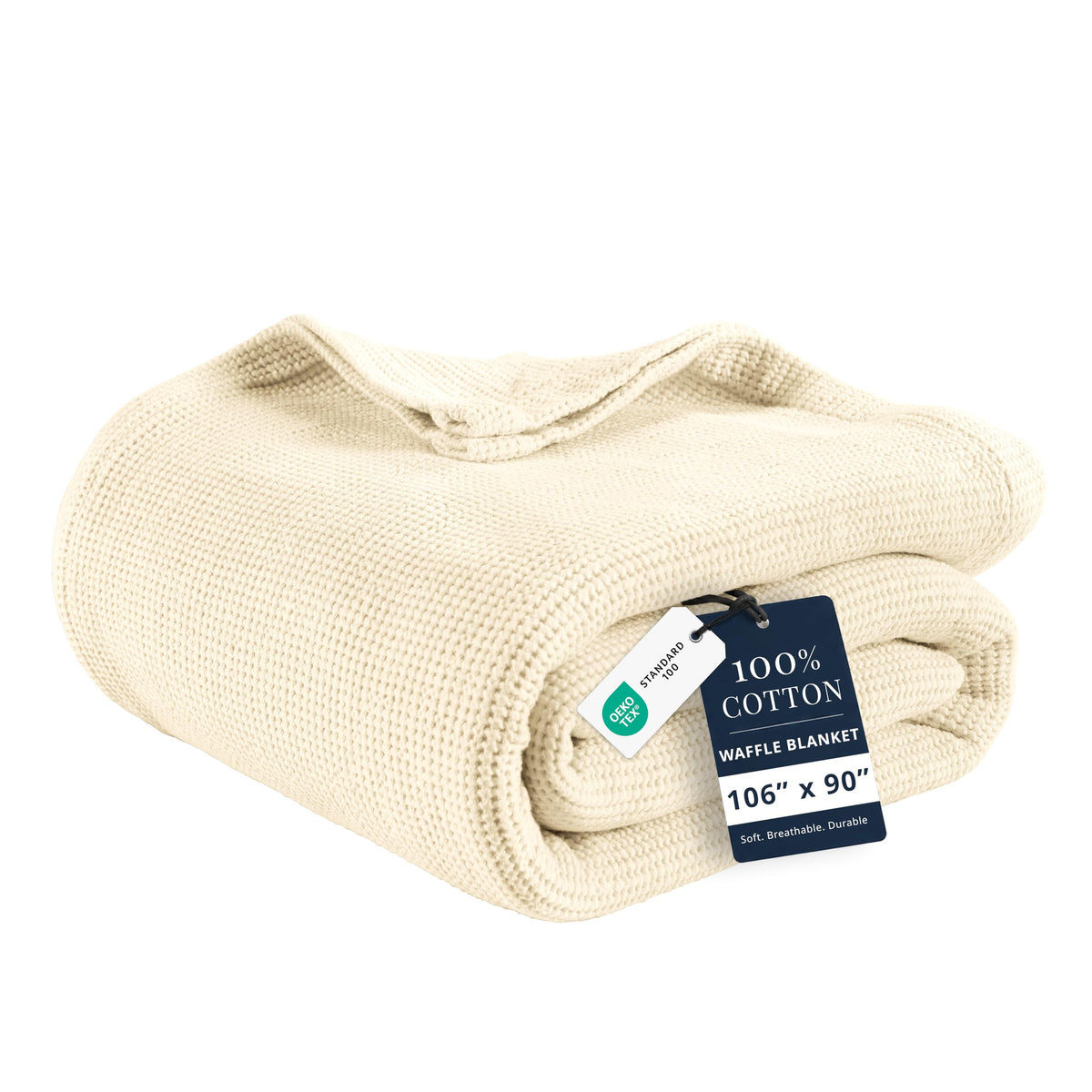 LANE LINEN Blankets Queen Size, 100% Cotton 300 GSM Waffle Textured - White
