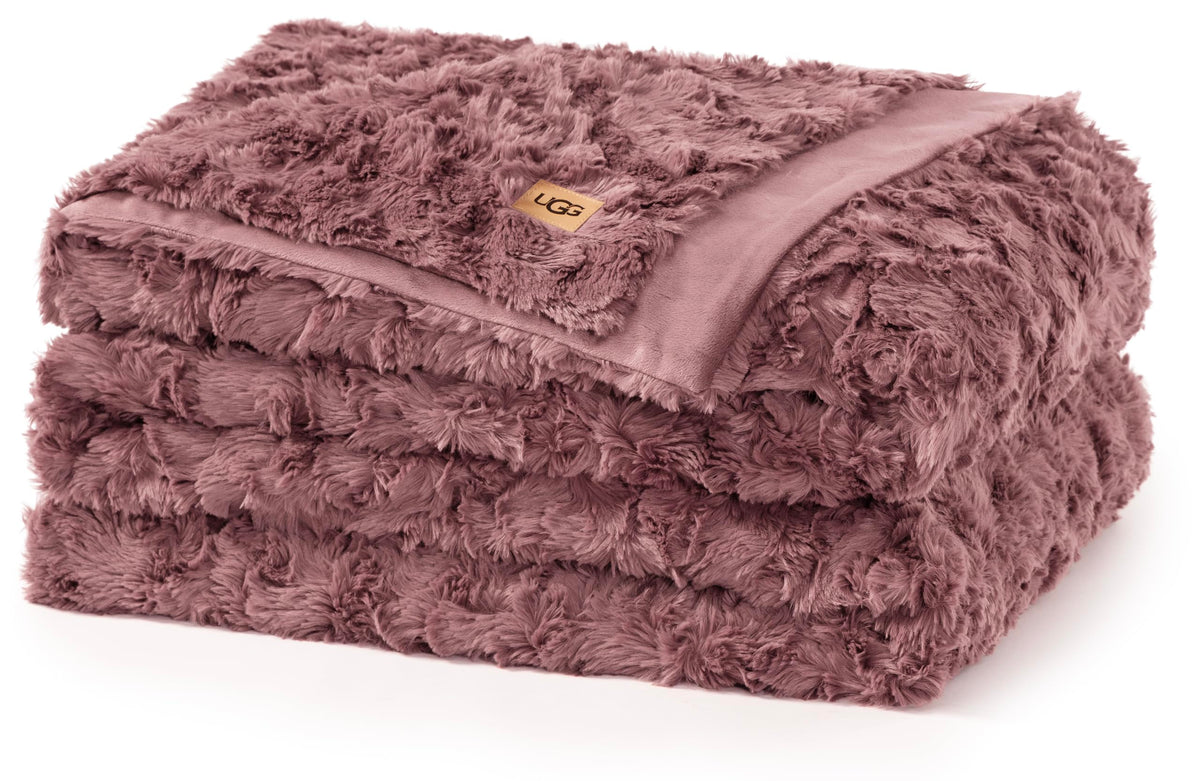 UGG Adalee Throw Blanket for Sofa, Faux Fur Blanket, 50" x 70", Seal Grey