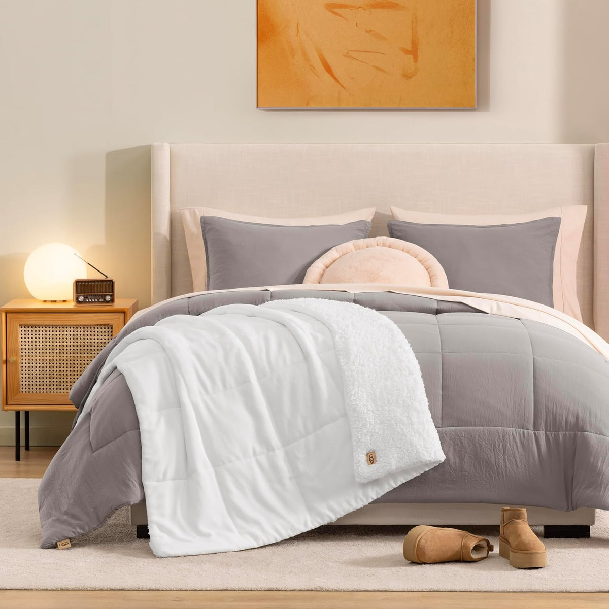 UGG Nita Throw Blanket for Couch, Plush Luxury Fleece, 50" x 70", White