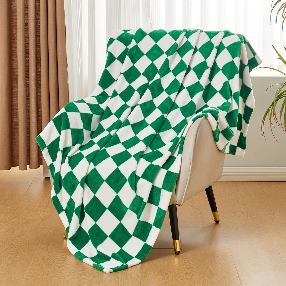 SOCHOW Buffalo Plaid Flannel Fleece Throw Blanket 50 x 60 Inches, Orange