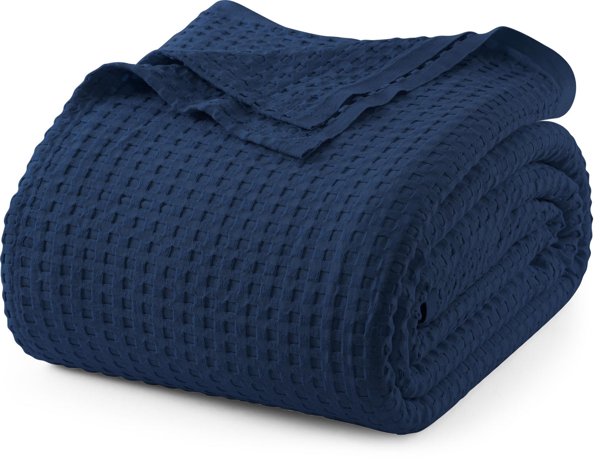 Utopia Bedding 100% Cotton Waffle Blanket Queen Size White, 90x90 Inch