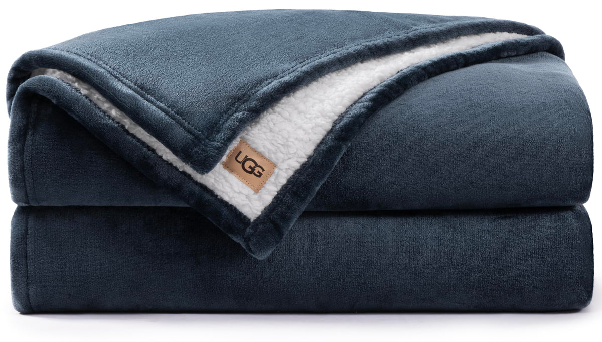 UGG Nita Throw Blanket for Couch, Plush Luxury Fleece, 50" x 70", White