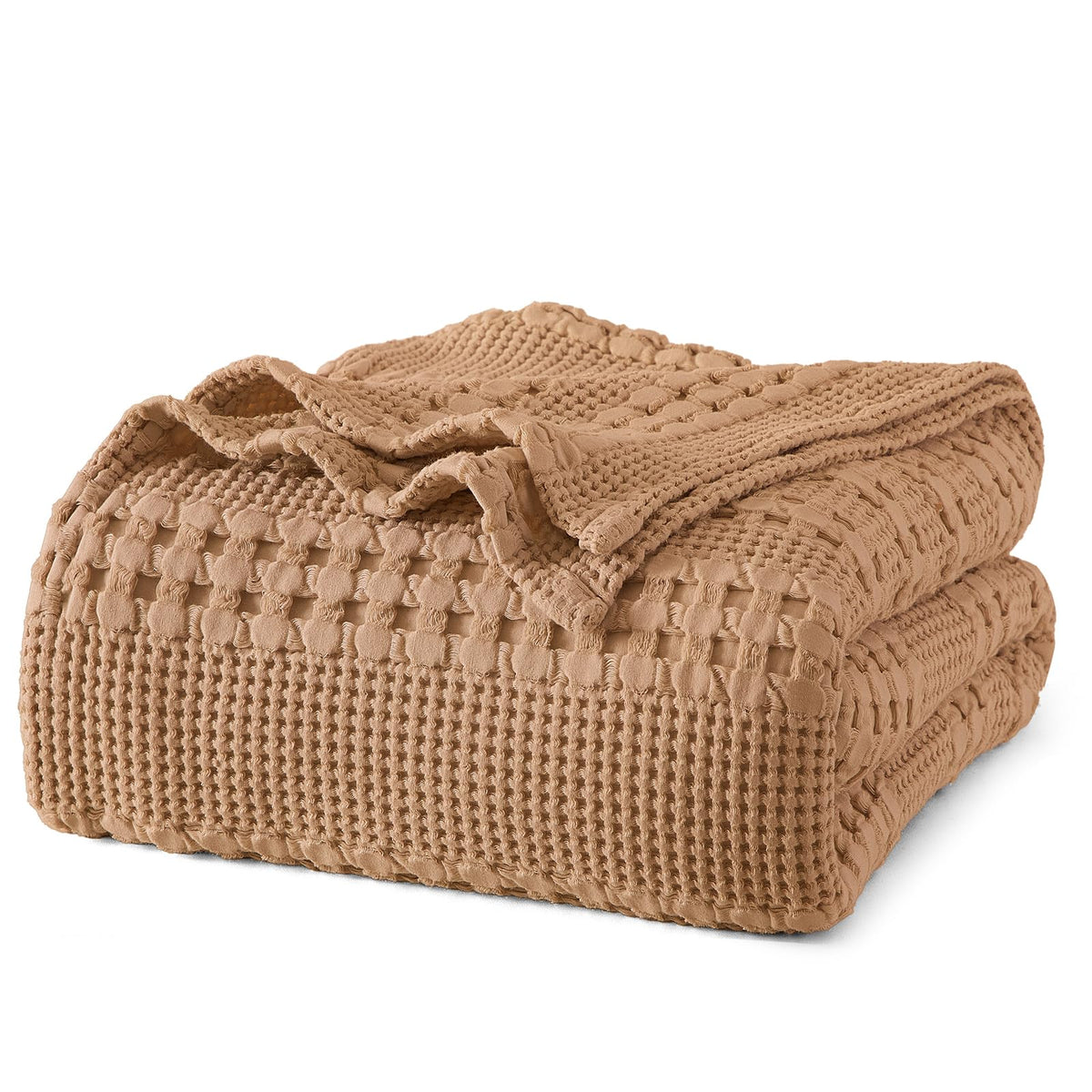 PHF Lightweight 100% Cotton Waffle Throw Blanket for Couch, Light Taupe
