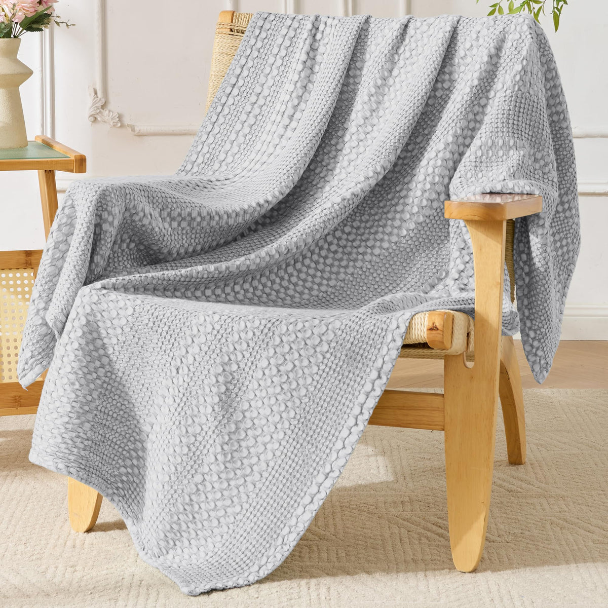Light Waffle Weave Blanket 45x60, Small Breathable Blanket Throw for Couch