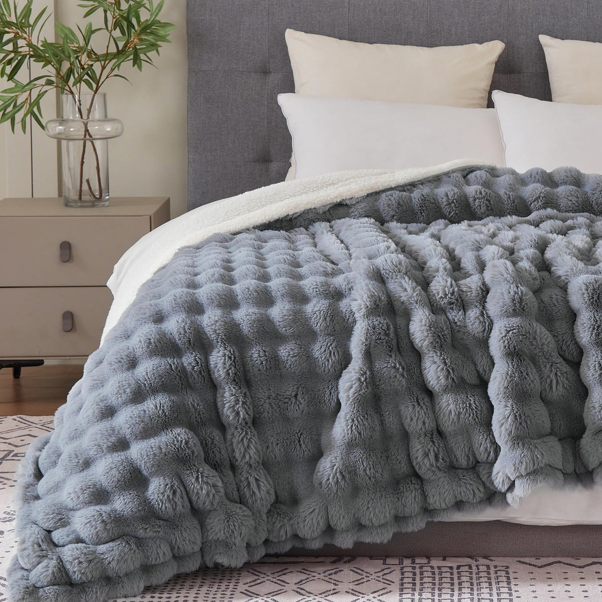 50"x60" Ultra-Soft Fuzzy Faux Fur Throw Blanket, Brown Tie Dye