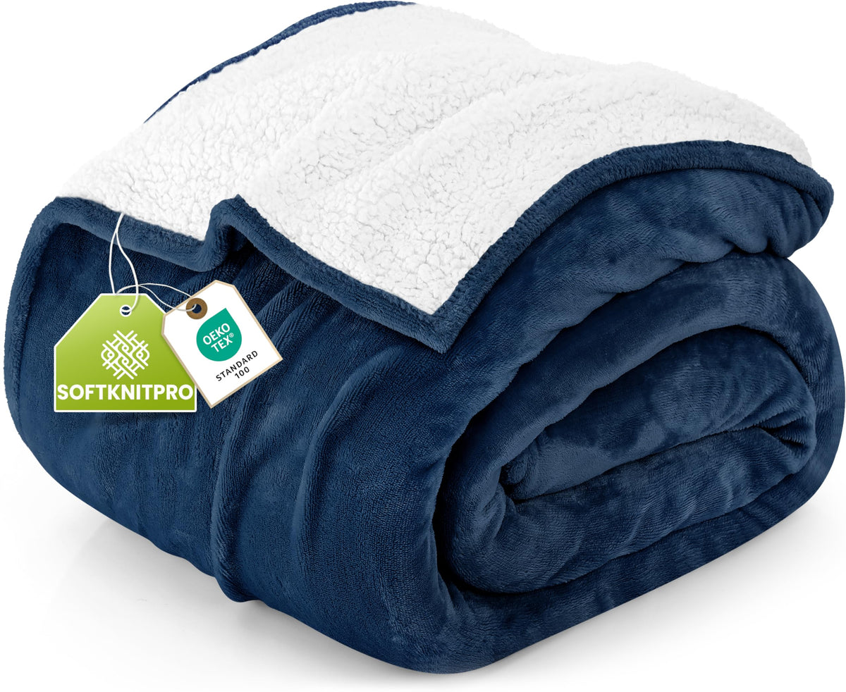 Utopia Bedding Reversible Plush Sherpa Blanket Queen Size Grey, 90x90 Inch