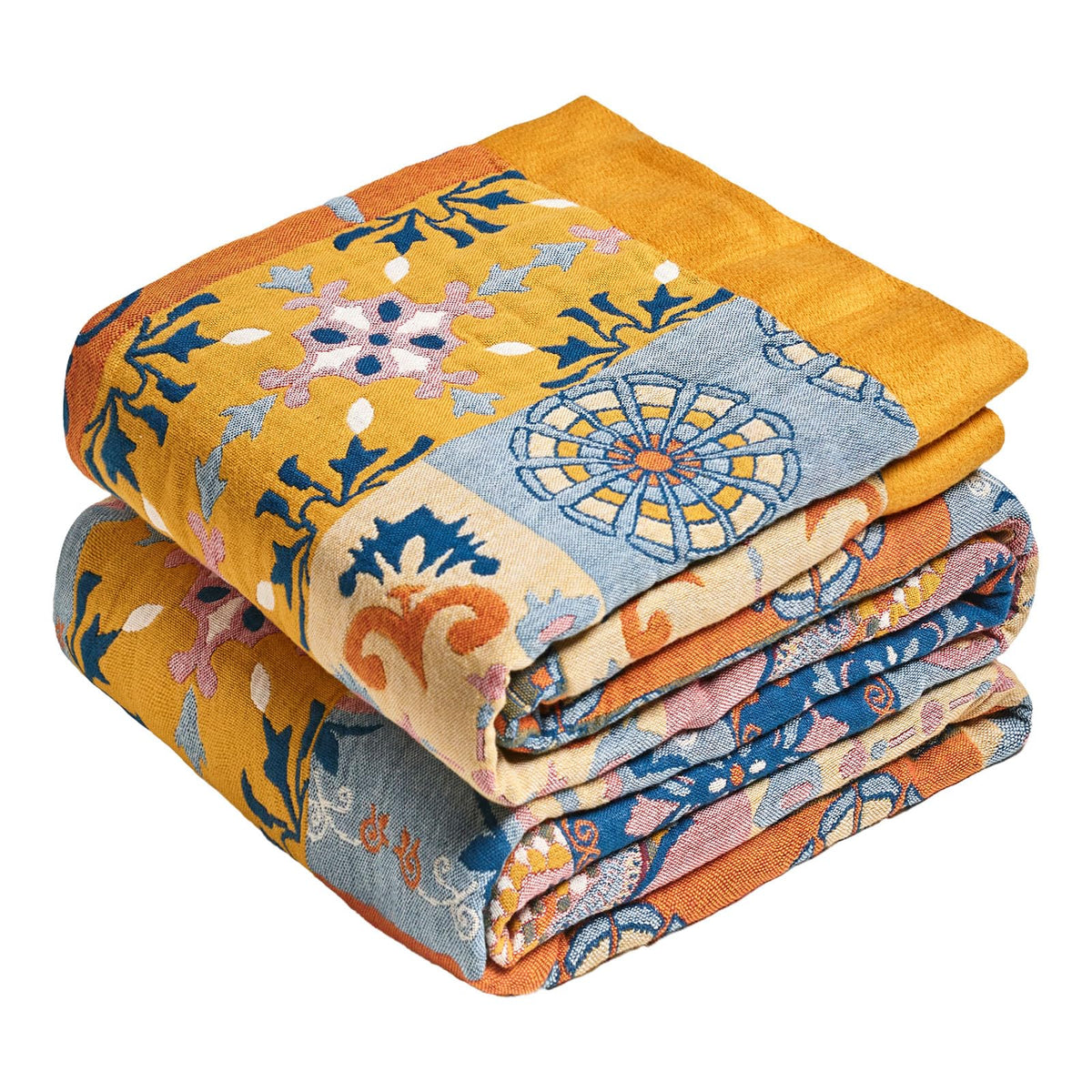 MSGKV Boho Fall Throw Blanket 60"x80" 100% Cotton Throw for Couch & Bed