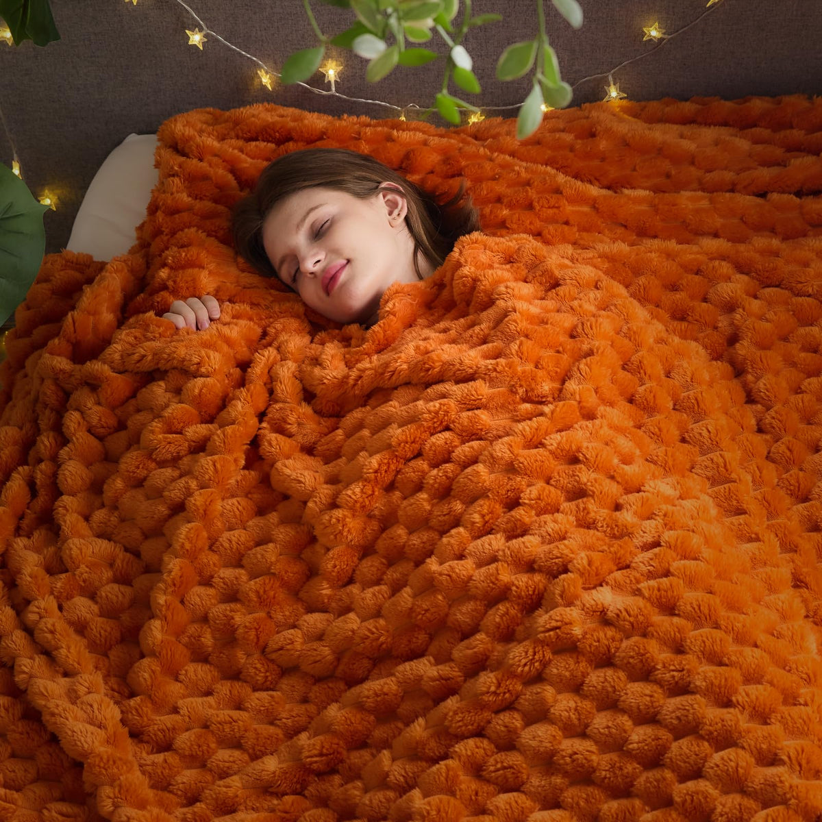 NEWCOSPLAY Fleece Ribbed Cozy Throw Blanket for Couch, Pink, 50"x60"