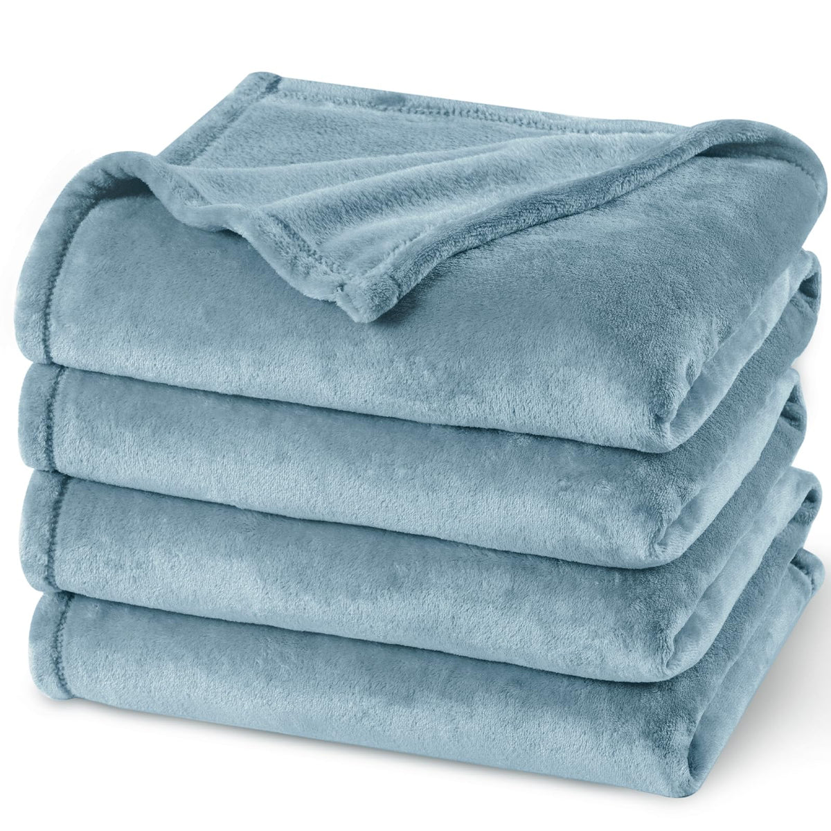 PHF Fleece Blanket Queen Size 90x90-300GSM Lightweight Airy Warmth, Khaki