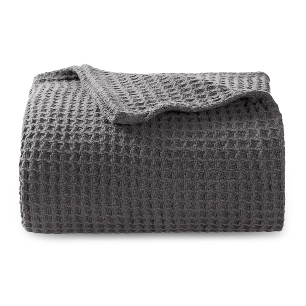 Bedsure 100% Cotton Throw Blanket for Couch, Waffle Weave, White, 50"x70"