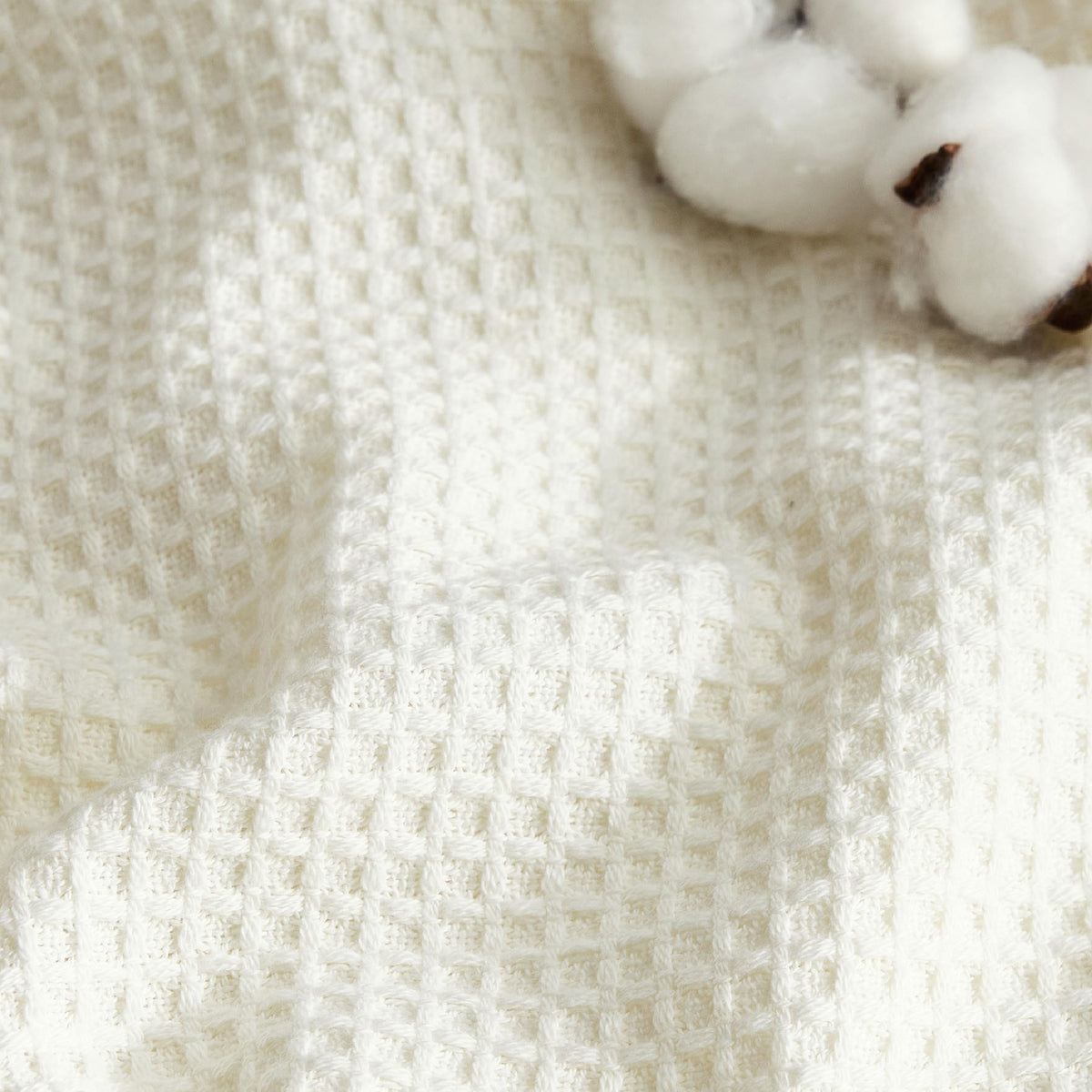 Bedsure GentleSoft 100% Cotton Blanket Queen Size for Summer - Breathable Lightweight and Soft, Basket Waffle Weave Woven Aesthetic Blankets for Women Gift, Home Decor, Olive Green, 90x90 inches