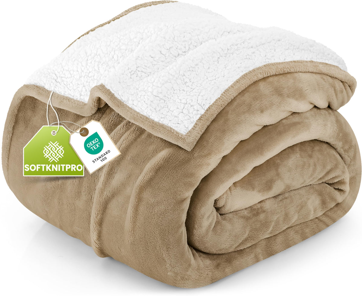 Utopia Bedding Reversible Plush Sherpa Blanket Queen Size Grey, 90x90 Inch