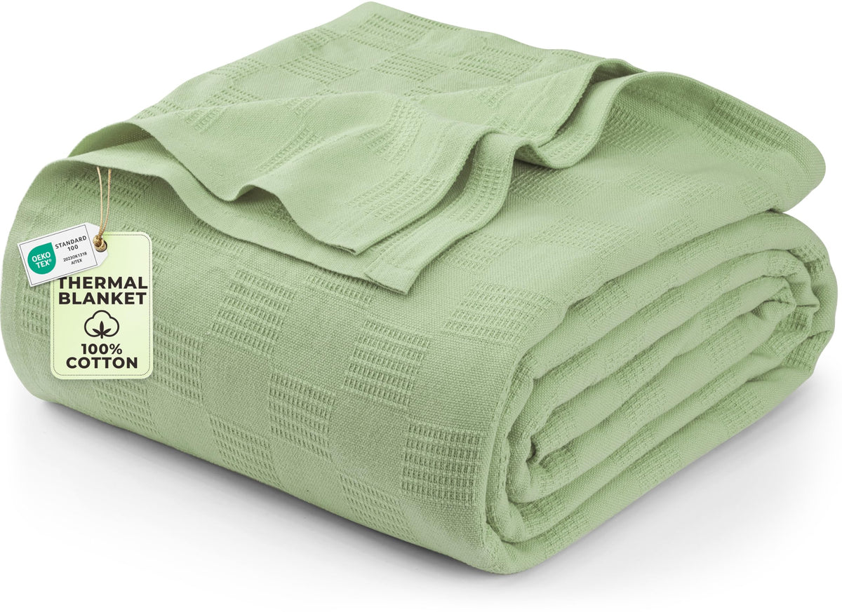 Utopia Bedding 100% Cotton Thermal Blanket Khaki Throw, 50x60 Inches