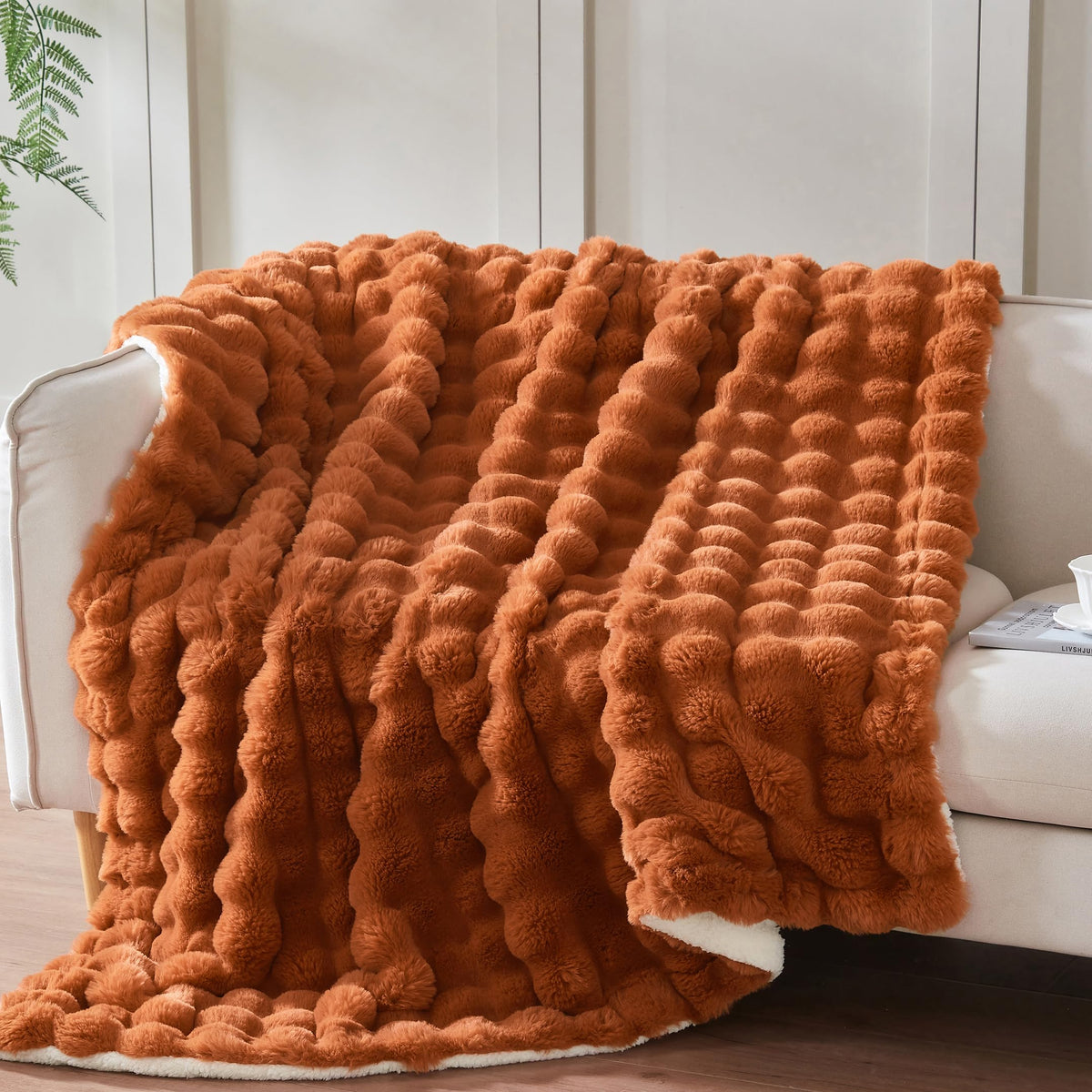 50"x60" Ultra-Soft Fuzzy Faux Fur Throw Blanket, Brown Tie Dye