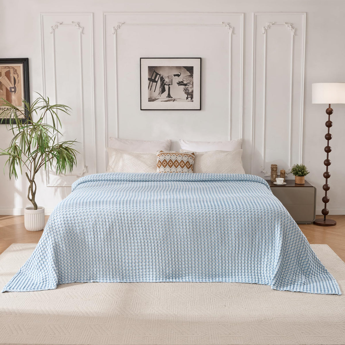 Light Waffle Weave Blanket 45x60, Small Breathable Blanket Throw for Couch