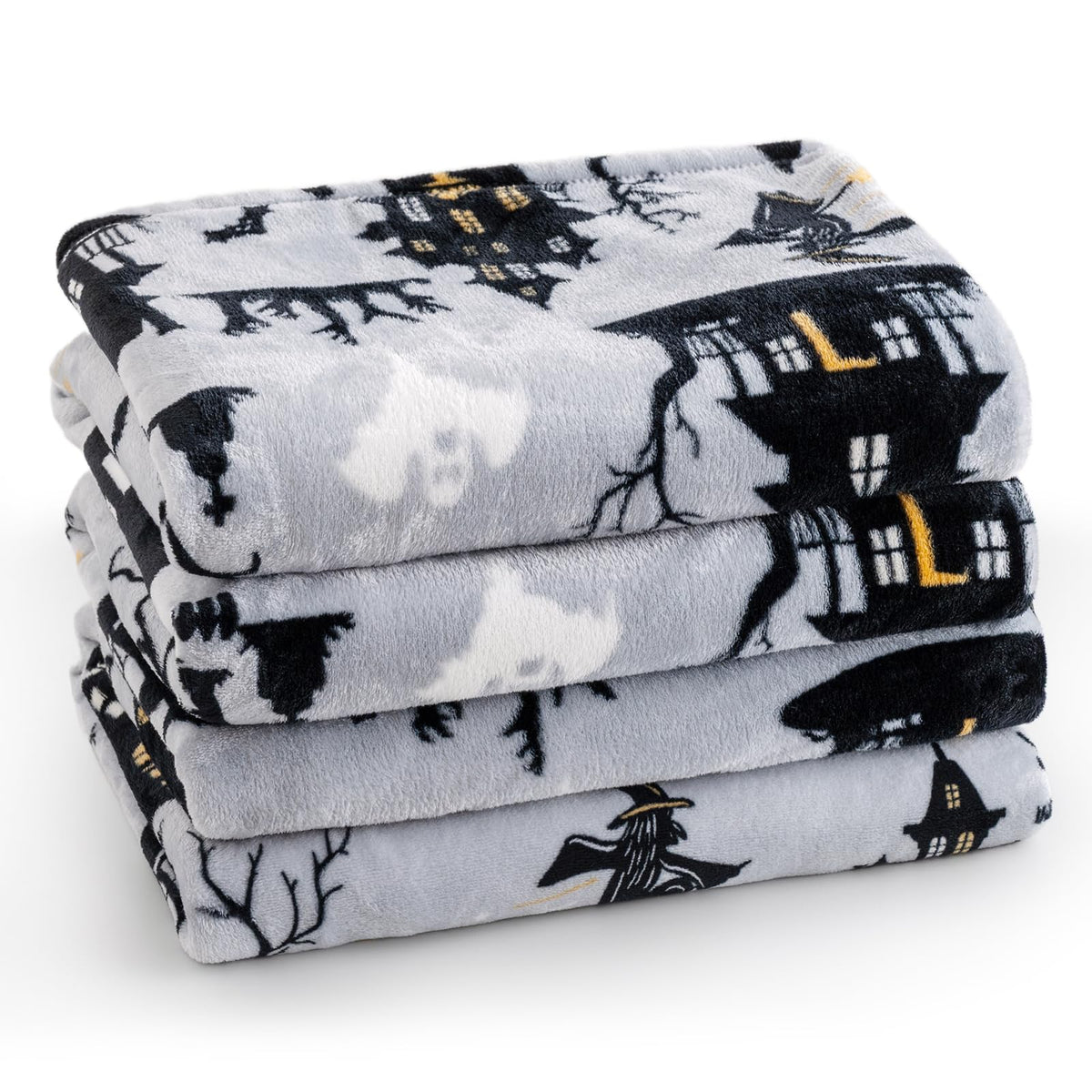 PHF Fleece Blanket Queen Size 90x90-300GSM Lightweight Airy Warmth, Khaki