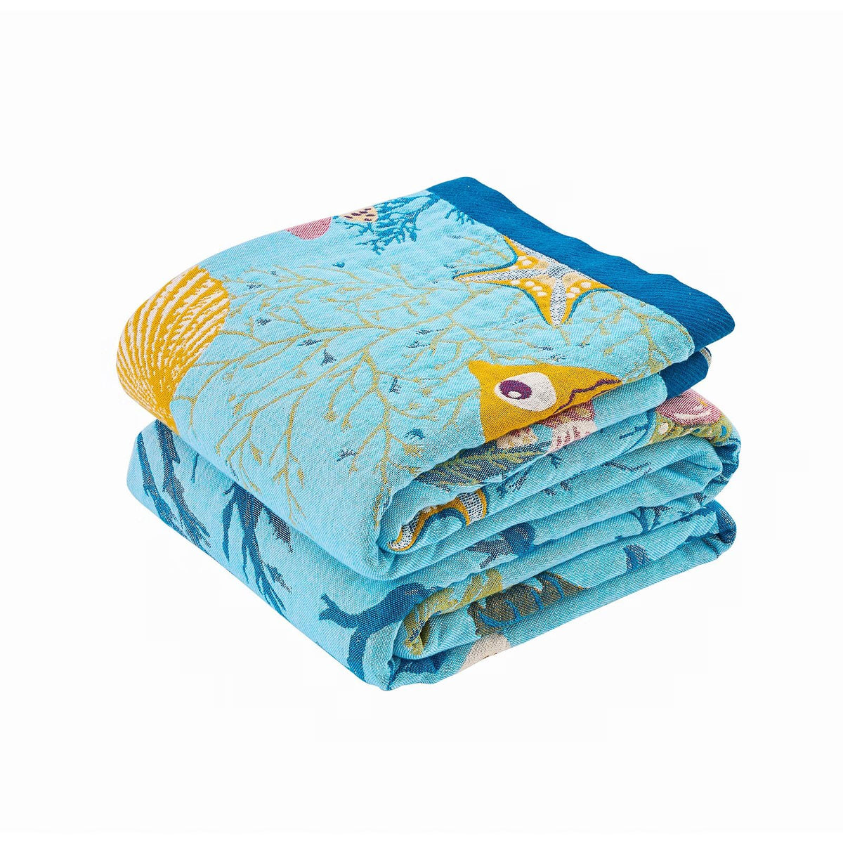 XIBLC Boho Throw Blanket, Blue Lightweight Blankets for Summer, 100% Cotton Bohemian Decorative Throw Blanket, 50"x60" Reversible Muslin Breathable Woven Farmhouse Blankets Quilt,