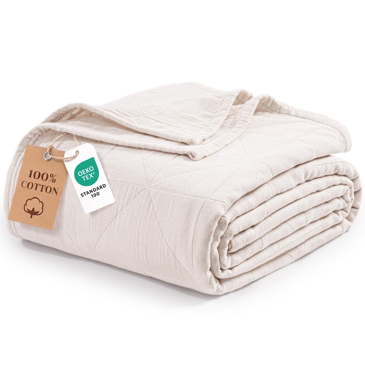 Exclusivo Mezcla 4-Layer 100% Cotton Muslin Queen Size Blanket, Khaki