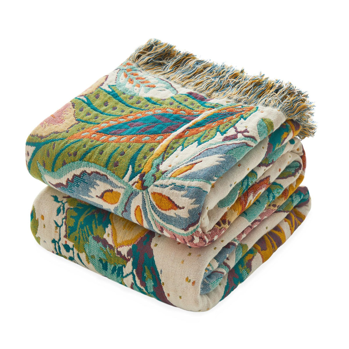 MSGKV Boho Fall Throw Blanket 60"x80" 100% Cotton Throw for Couch & Bed