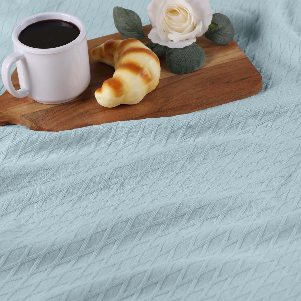 SUPERIOR Cotton Blanket, Lightweight, Breathable Bedding, King, Aqua