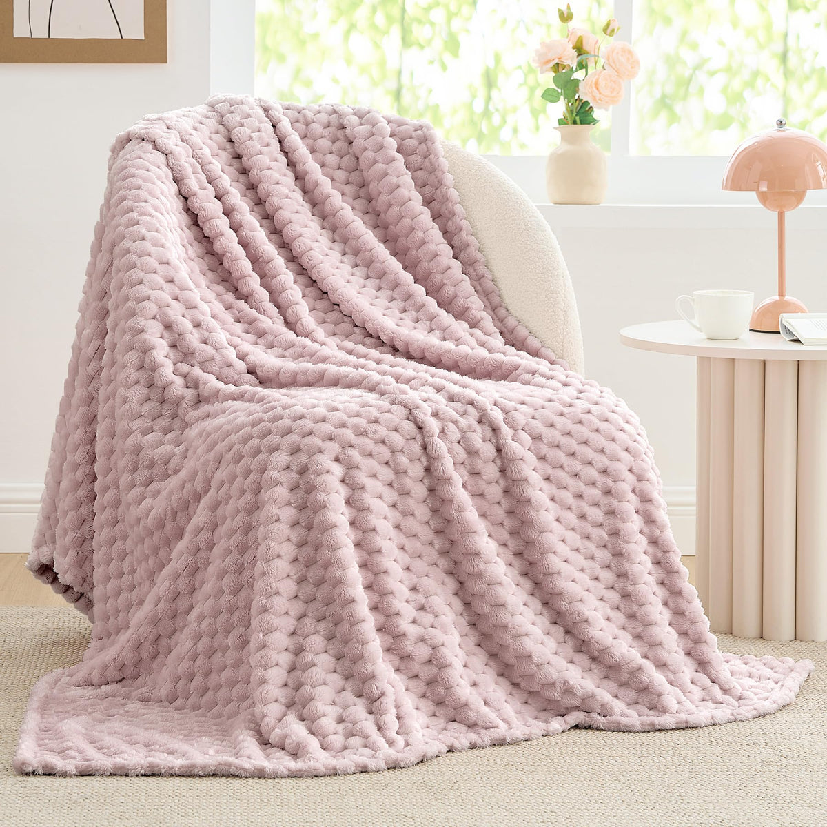 BEDELITE Pink Throw Blanket for Couch, Soft Cozy Gifts for Women, 50 * 60