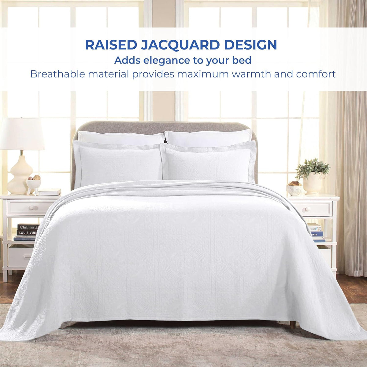 SUPERIOR Cotton Bedspread Jacquard Woven Matelasse Bedding, Full, Charcoal