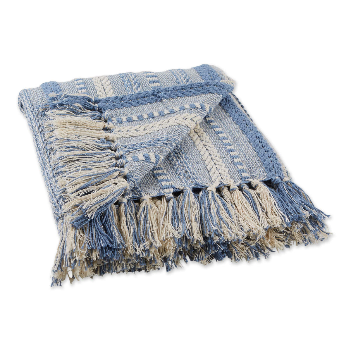 DII Braided Striped Throw Blanket, 50x60, Vintage Linen on Cream