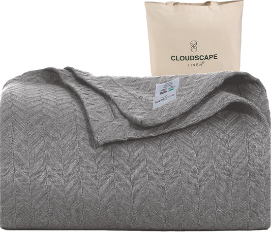 CSL Cotton Blanket King, Cooling Summer Blanket, Durable,108"x92",Dark Grey