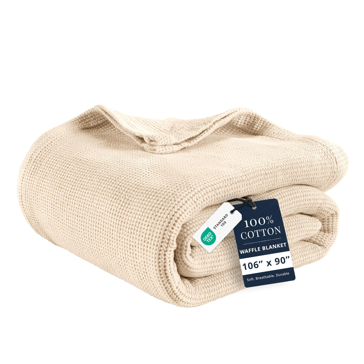LANE LINEN Blankets Queen Size, 100% Cotton 300 GSM Waffle Textured - White