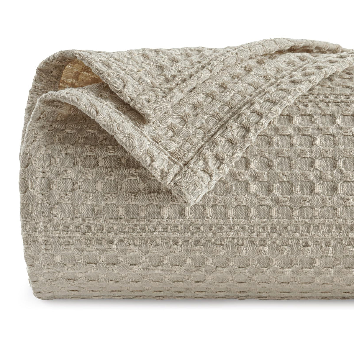 PHF Lightweight Waffle Weave Blanket Queen Size 90"x 90", Soft Woven All‑Season Blanket for Hot Sleepers - Aesthetic Home Decor for Couch Bed Sofa, Pet Friendly, Natural/Linen